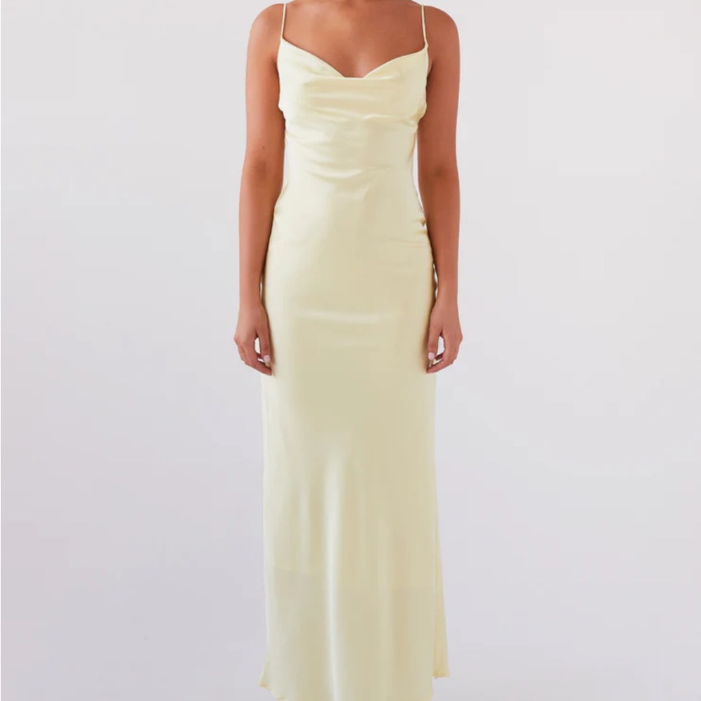 Peppermayo Joanna Satin Dress- lemon